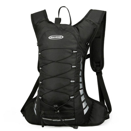 Black Lightweight Outdoor Sports Backpack Breathable Hiking Daypack Compact Running Cycling Bag with Bungee Storage 45cm for Travel.