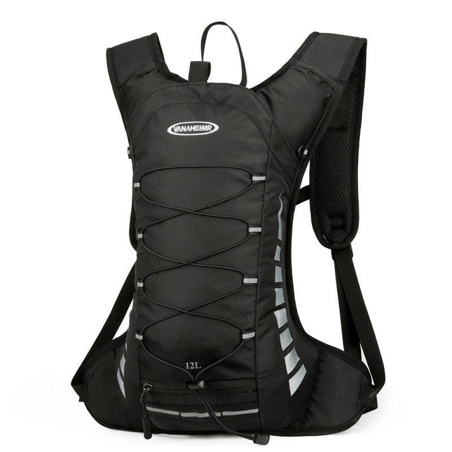 Black Lightweight Outdoor Sports Backpack Breathable Hiking Daypack Compact Running Cycling Bag with Bungee Storage 45cm for Travel.