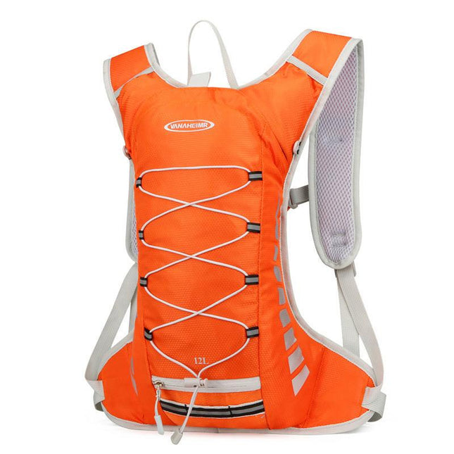 Orange Lightweight Outdoor Sports Backpack Breathable Hiking Daypack Compact Running Cycling Bag with Bungee Storage 45cm for Travel.