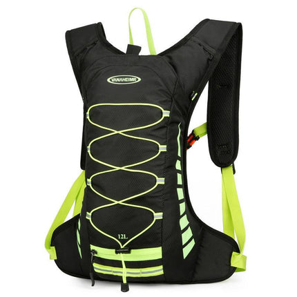 Black-green Lightweight Outdoor Sports Backpack Breathable Hiking Daypack Compact Running Cycling Bag with Bungee Storage 45cm for Travel.