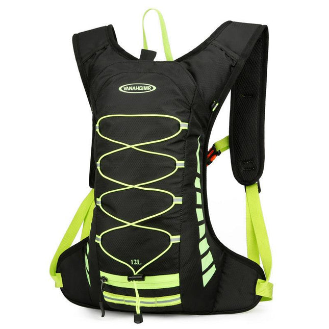 Black-green Lightweight Outdoor Sports Backpack Breathable Hiking Daypack Compact Running Cycling Bag with Bungee Storage 45cm for Travel.