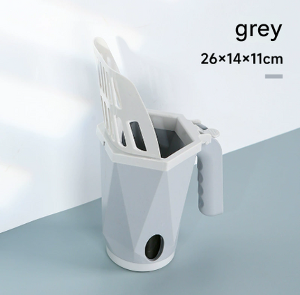 Grey 2-in-1 Cat Litter Scoop with Attached Waste Bin Integrated Poop Scooper Holder Detachable Kit with 150 Degradable Bags.