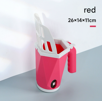 Red 2-in-1 Cat Litter Scoop with Attached Waste Bin Integrated Poop Scooper Holder Detachable Kit with 150 Degradable Bags.