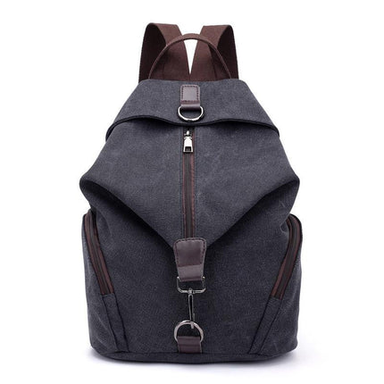 Black Women's Vintage Canvas Backpack Casual Daypack Retro College School Bag Large Capacity Rucksack for Travel Work & Daily Use.