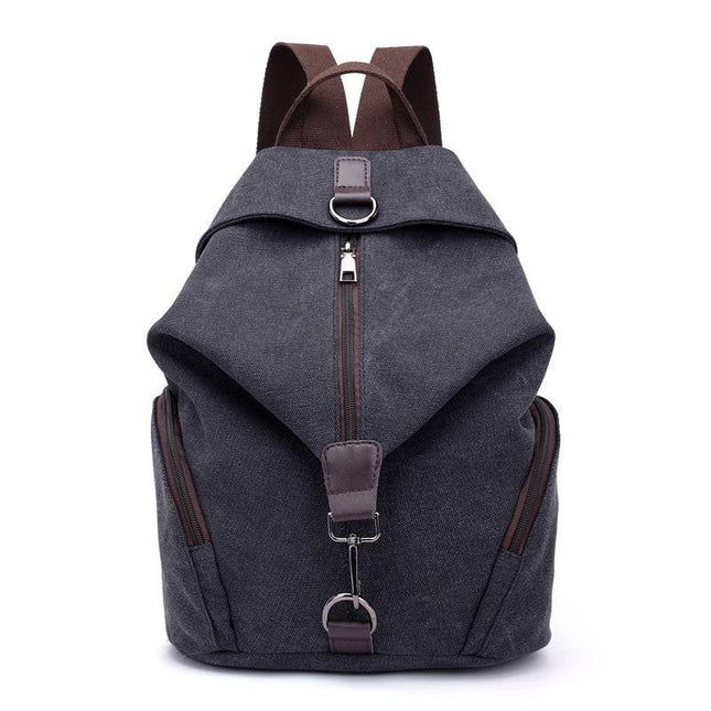 Black Women's Vintage Canvas Backpack Casual Daypack Retro College School Bag Large Capacity Rucksack for Travel Work & Daily Use.