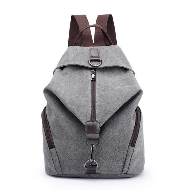 Grey Women's Vintage Canvas Backpack Casual Daypack Retro College School Bag Large Capacity Rucksack for Travel Work & Daily Use.