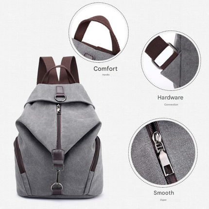 Brown Women's Vintage Canvas Backpack Casual Daypack Retro College School Bag Large Capacity Rucksack for Travel Work & Daily Use.