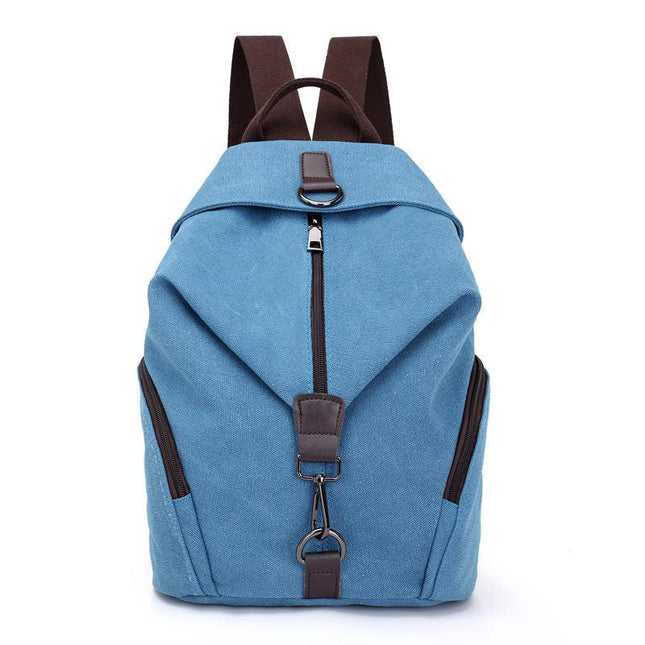 Blue Women's Vintage Canvas Backpack Casual Daypack Retro College School Bag Large Capacity Rucksack for Travel Work & Daily Use.