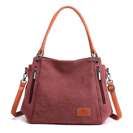 Purple Women's Canvas Hobo Handbag Large Shoulder Tote Bag Adjustable Crossbody Strap Casual Purse 40cm for Work School Travel.