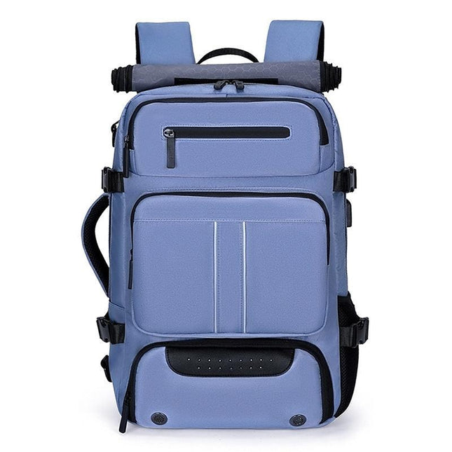 Large Capacity Convertible Travel Backpack - 16" Laptop Compartment, Shoe Pouch & USB Port(blue).