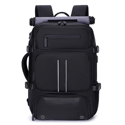 Large Capacity Convertible Travel Backpack - 16" Laptop Compartment, Shoe Pouch & USB Port(black).
