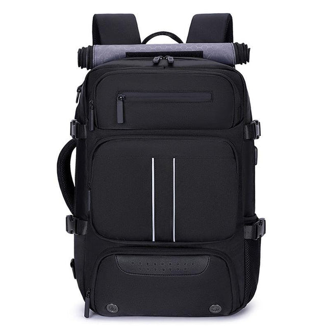 Large Capacity Convertible Travel Backpack - 16" Laptop Compartment, Shoe Pouch & USB Port(black).