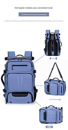 Large Capacity Convertible Travel Backpack - 16" Laptop Compartment, Shoe Pouch & USB Port(black).