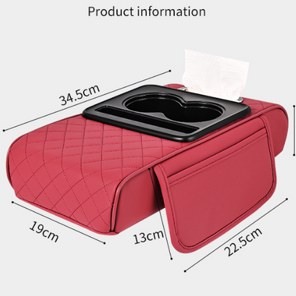 Premium Car Armrest Organizer & Comfort Pad(red).