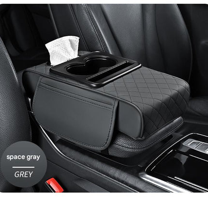 Premium Car Armrest Organizer & Comfort Pad(grey).