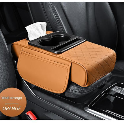Premium Car Armrest Organizer & Comfort Pad(orange).
