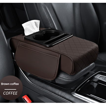 Premium Car Armrest Organizer & Comfort Pad(brown).