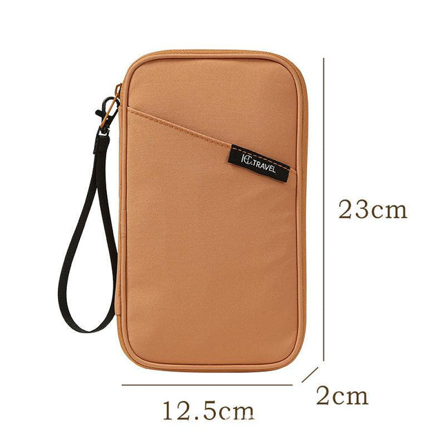 Travel Document Organizer(brown) - Multi-Pocket Design, Lightweight, Luggage-Friendly Storage.