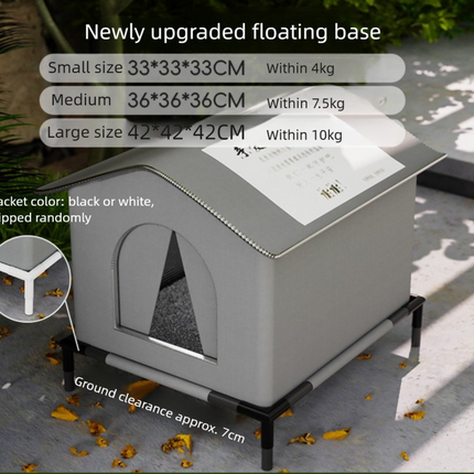 Small Size Elevated Indoor/Outdoor Pet Shelter(grey): Waterproof, Insulated for All-Season Warmth.
