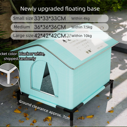 Small Size Elevated Indoor/Outdoor Pet Shelter(blue): Waterproof, Insulated for All-Season Warmth.