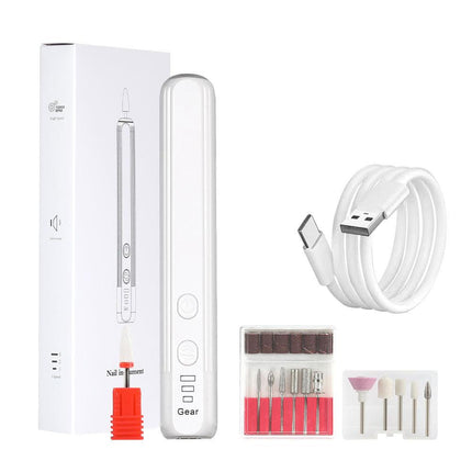 Pink Pro Portable Electric Nail Drill Kit With 10 Bits - Fast, Quiet, Rechargeable.