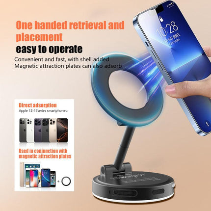 White 2-in-1 Folding Portable Selfie Light and Magnetic Phone Stand - Vlogging Ring Light with Adjustable Kickstand, Three-Color Soft Light &  USB Rechargeable.