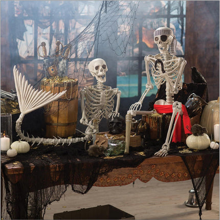 Halloween 31.5 inch  Poseable Mermaid Skeleton Prop Haunted Decor.