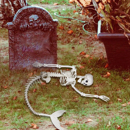 Halloween 31.5 inch  Poseable Mermaid Skeleton Prop Haunted Decor.