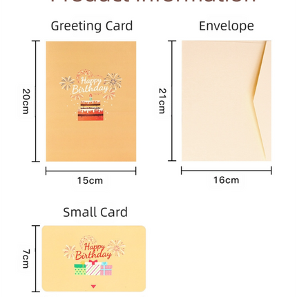 Interactive 3D Pop-Up Birthday Card with Music, Light.