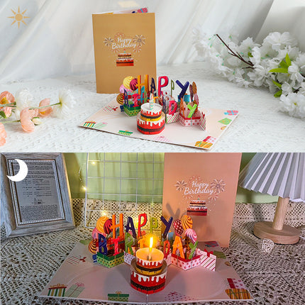 Interactive 3D Pop-Up Birthday Card with Music, Light.