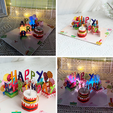 Interactive 3D Pop-Up Birthday Card with Music, Light.