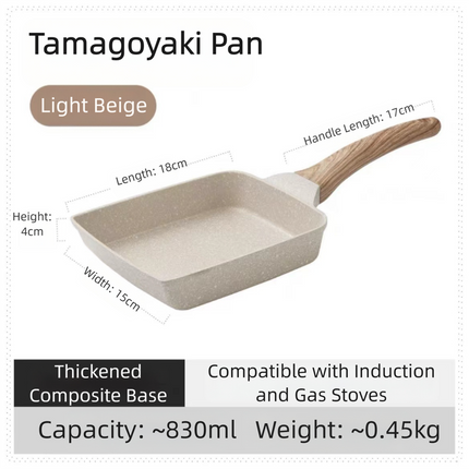 White Rectangular Non-Stick Frying Pan 19×14×4cm - Open, Induction & Gas Compatible.