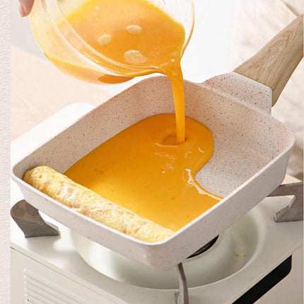 Black Rectangular Non-Stick Frying Pan 19×14×4cm - Open, Induction & Gas Compatible.