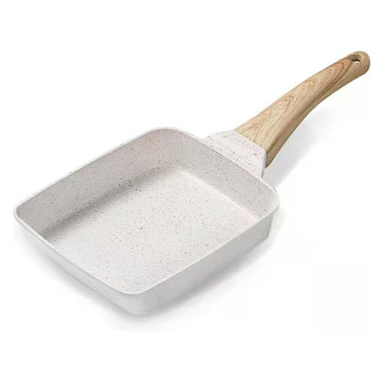 Black Rectangular Non-Stick Frying Pan 19×14×4cm - Open, Induction & Gas Compatible.