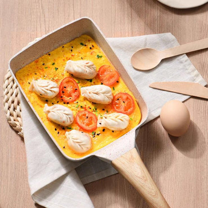 Black Rectangular Non-Stick Frying Pan 19×14×4cm - Open, Induction & Gas Compatible.