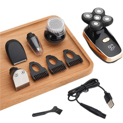 Black 5-in-1 Head Shaver & Grooming Kit - USB Charge.