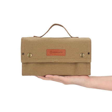 Green canvas spice storage box (9.1 x 4.7 x 2.8 inches) With 10 bottles.