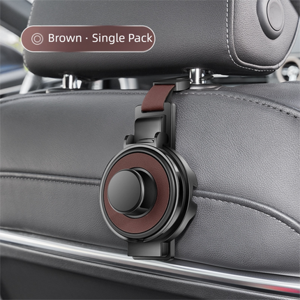 Brown 3-in-1 Car Headrest Organizer Hook.