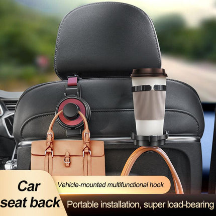 Beige 3-in-1 Car Headrest Organizer Hook.