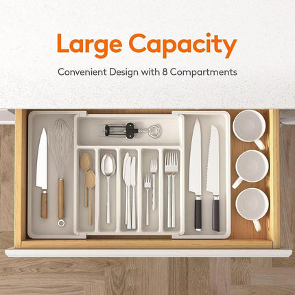 White Adjustable Cutlery Tray (33-57cm).