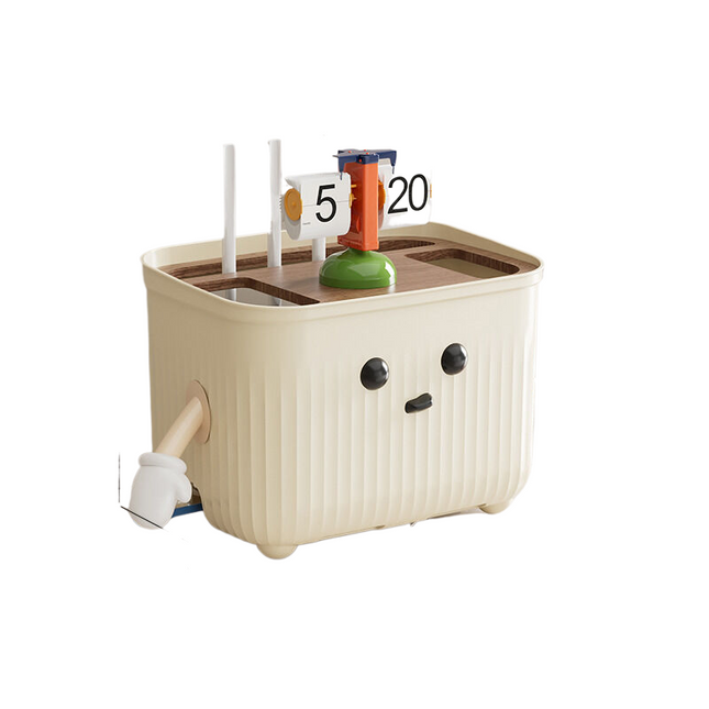 Power cord router storage box (with wooden cover) + 2 hands + eyes (large size).