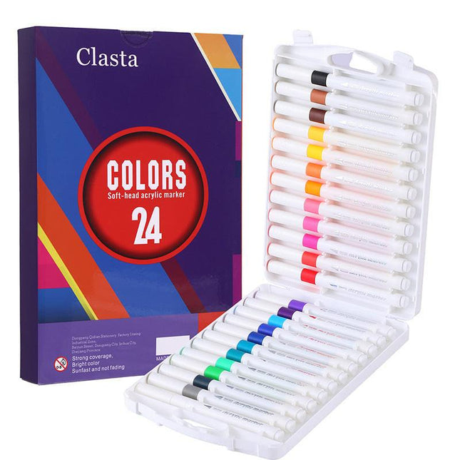 24 Color Acrylic Markers - Soft Brush Tip.