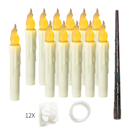 12-Pack LED Taper Candles, Remote, Hooks, & Line.