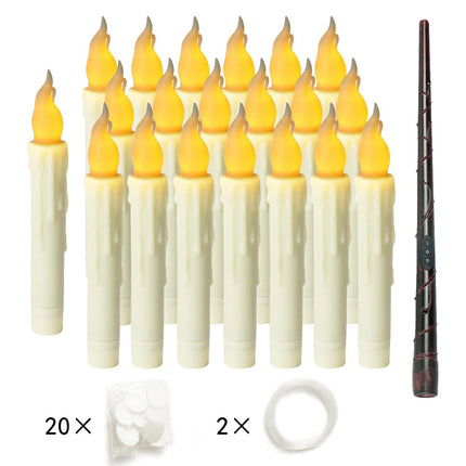 20-Pack LED Taper Candles, Remote, Hooks, & Line.