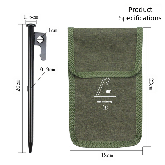 2pc Heavy-Duty 20cm Tent Stakes Kit (8 Pegs/pc) with Carry Bag.