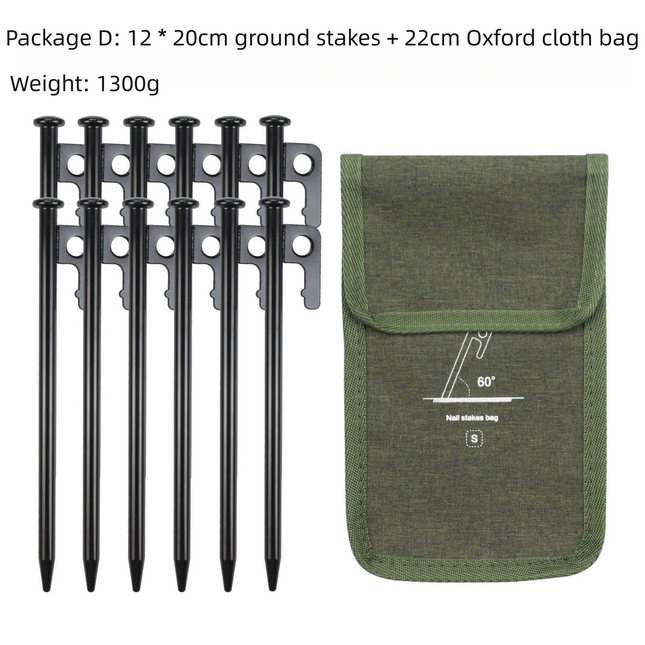 2pc Heavy-Duty 20cm Tent Stakes Kit (12 Pegs/pc) with Carry Bag.