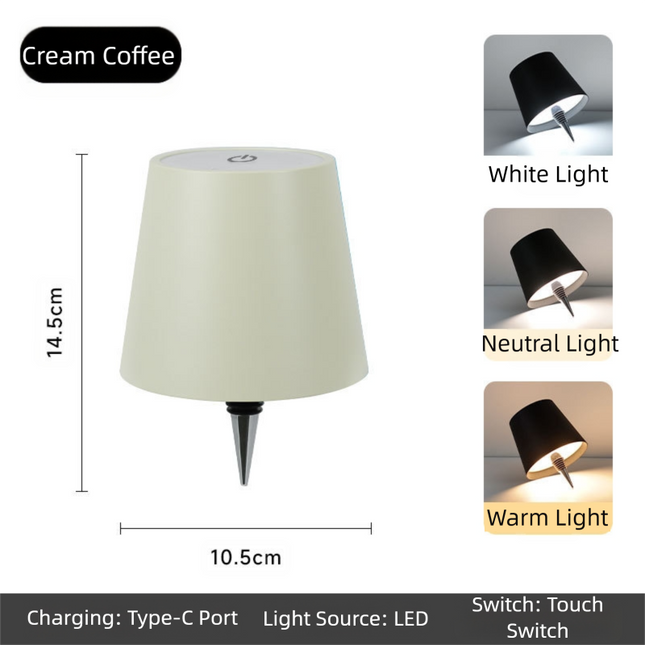 Cream-Coffee Cordless Tri-Color Wine Bottle LED Lamp.