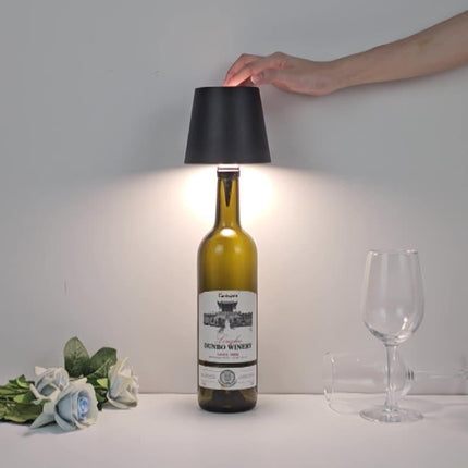 Green Cordless Tri-Color Wine Bottle LED Lamp.