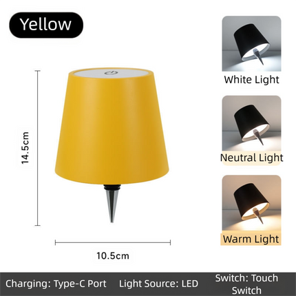 Yellow Cordless Tri-Color Wine Bottle LED Lamp.