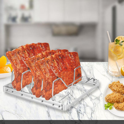 2-Pack Foldable Stainless Steel Rib Racks(26.6 x 22.2 x 2.3 cm).